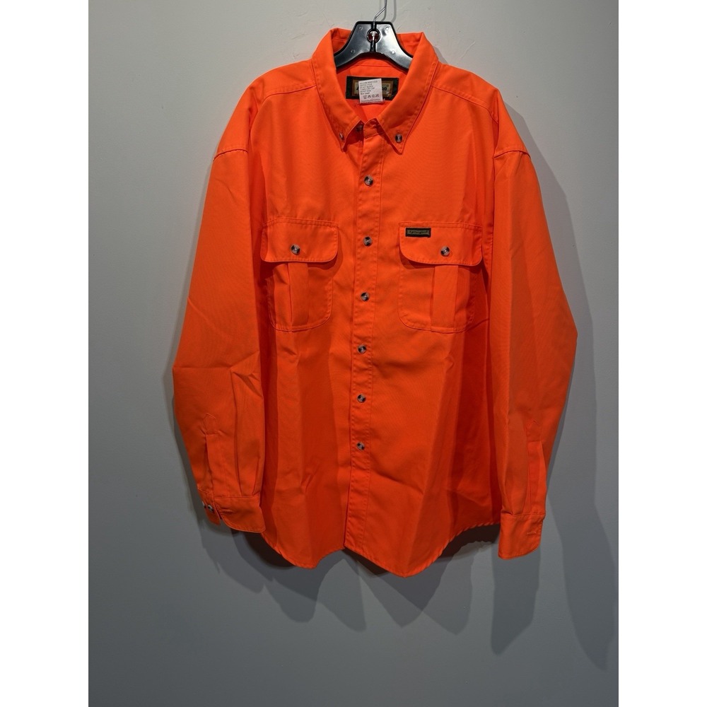 Remington Shirt Mens 2XL Orange Button Down Flap Pockets Outdoor Hunting